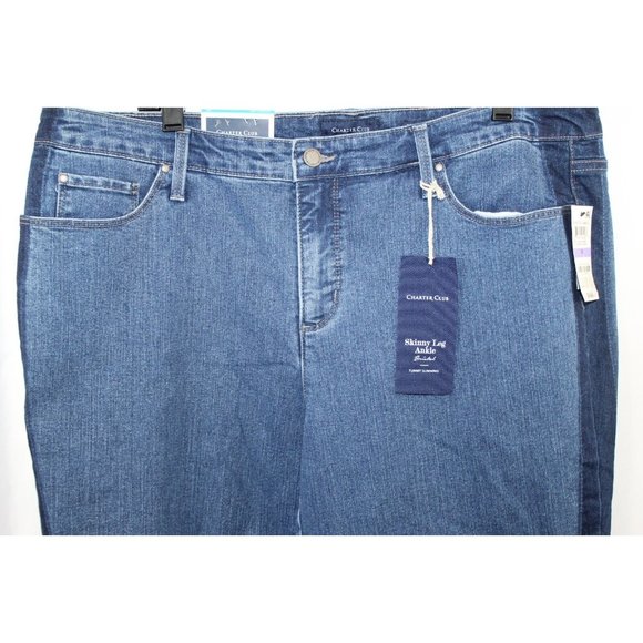 NWT Charter Club Womens Bristol Skinny Ankle Jeans Side Stripe 18 - Picture 2 of 5